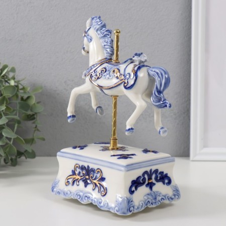 Souvenir Ceramics Musical "Carousel Horse" 9.8x13x21.5 cm-2