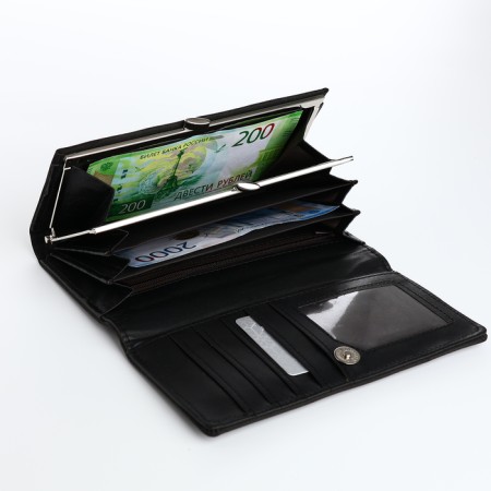 Women's wallet on the button, black color-3