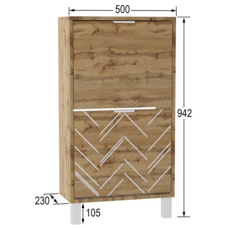 Higs shoe cabinet, 500 × 230 × 942 mm, color of oak vanan / white-1