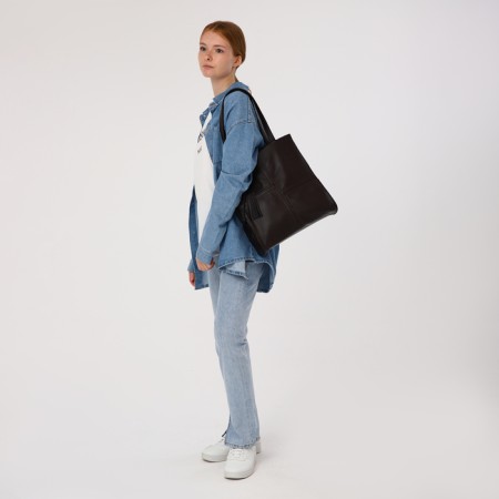 Bag Vita with a zipper, brown color-6
