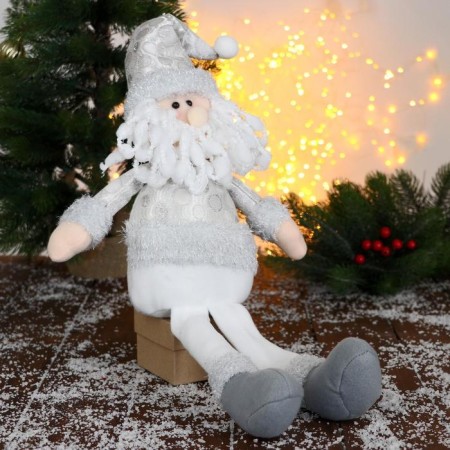 Soft toy "Santa Claus in a hat with circles-long legs" 15x45 cm, silver-white