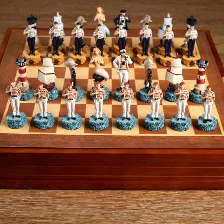 Chess souvenir "sea stories", h king-8 cm, pawns-6 cm, 36 x 36 cm