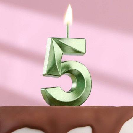 Candle in the cake on the skewer "Fine", the number "5", the emerald, 5 cm