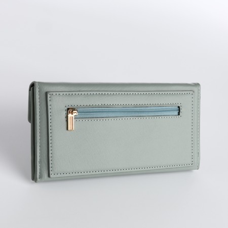 Women's wallet on the button, green color-1