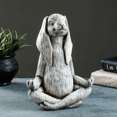 Figure "Hare Yoga" 25x19x10cm, Gray Stone-4