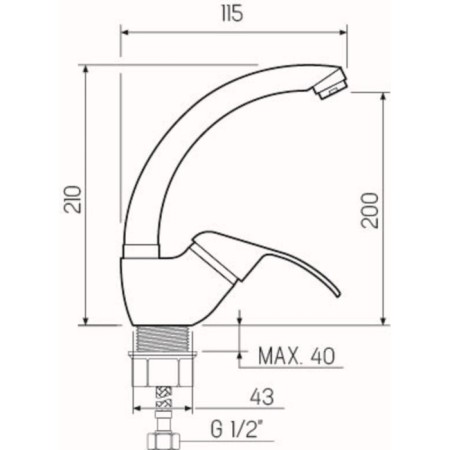 Kitchen mixer "RMS" SL128-011F-1, single-leaf, cartridge 35 mm, brass, chrome-4
