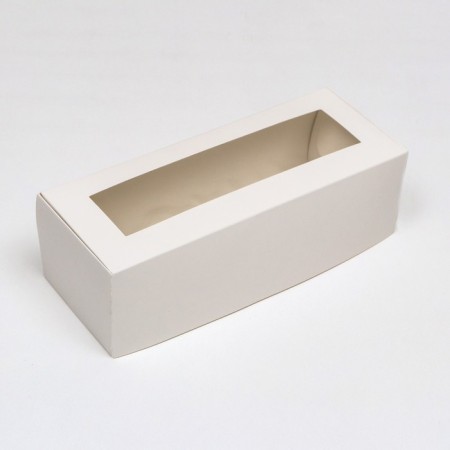 Folding box with a window for roll, white, 26 x 10 x 8 cm