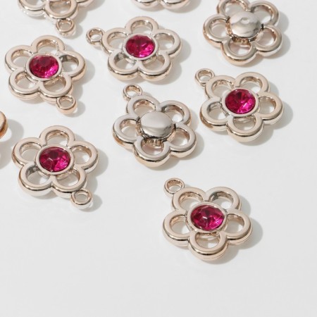 Suspension "Flower" (set 10 pcs.), The color is bright pink in gold