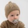 Combineson children with a hat knitted minaku, height 86-92, brown color
