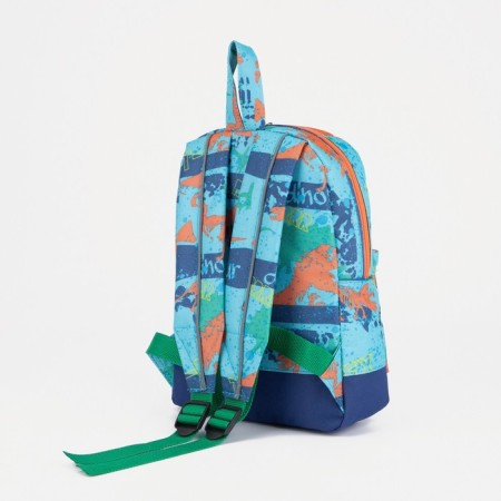 Baby backpack on a zipper, an external pocket, a reflective strip, the color of turquoise-3