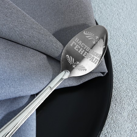 A teaspoon spoon with an engraving “Real General”, on a gift postcard, 3 x 14 cm.-4