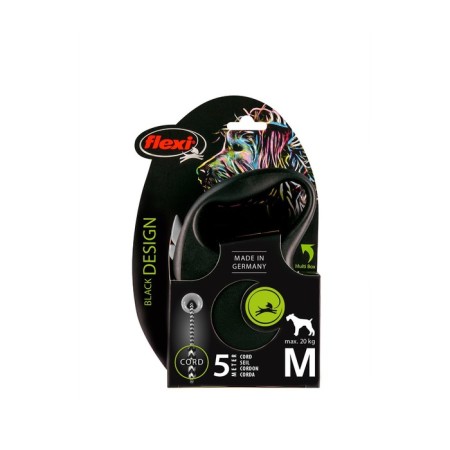 Roulette Flexi Black Design M (up to 20 kg) 5 m cable, black/silver-1