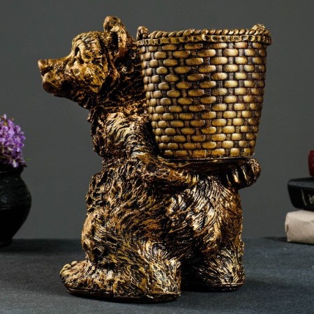 Star for umbrellas "Bear with a basket" 30x23x30cm, bronze-3