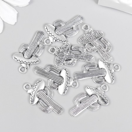 Decor for creativity Metal "Mexican Cactus" silver 2.6x1.4 cm-2