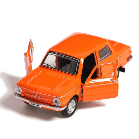 Metal machine "Zaporozhets", inertia, doors, trunk, 12 cm, orange opening-4