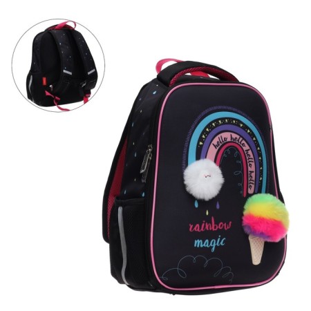 Frame backpack 38 x 29 x 12.5 cm, Hatber Ergonomic Light "Rainbow Ice Cream", Blue NRK_71028-1