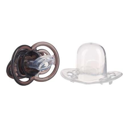 Nipple- Orthodotheral dummy with a cap, +12 months, black transparent-2