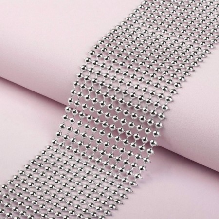 Tape with imitation of convex rhinestones, 5.75 cm, 9 ± 1 m, silver color-1