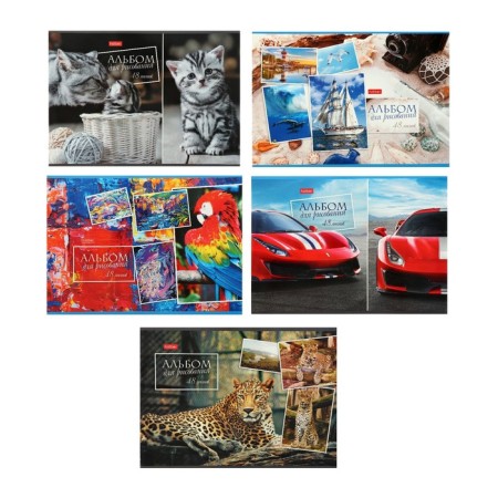 Album for drawing A4, 48 sheets, on a paper clip, "Assorted", covered cardboard, block 100 g/m², mix