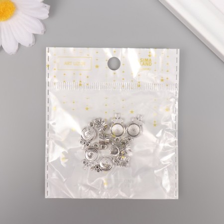 Bale with a suspension metal for creativity "candy on a stick" silver 2.7x1 cm-3