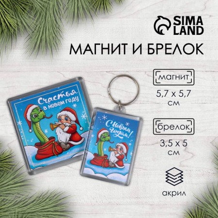 Set "Snake. Dudochka" (keychain 3.5x5 cm, magnet 5.7x5.7 cm)