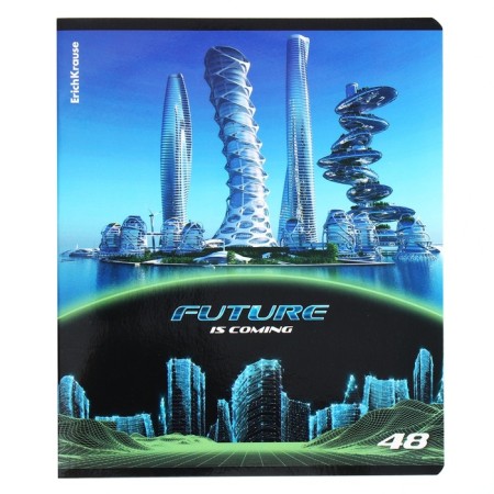 Notebook of 48 sheets in the Erichkrause "Future" cage, glossy lamination, cover covering cardboard, mix-3