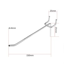 A single hook for a metal perforated panel, d = 4 mm, l = 15 cm, step 25 mm