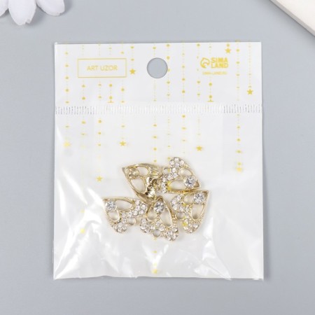 Decor for creativity metal, rhinestones "Figure heart" gold 1.5x1.9 cm-3