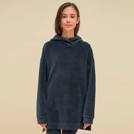 Sweatshirt for girls, height 134 cm, dark gray color