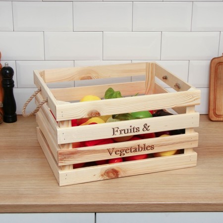 Box for vegetables and fruits, 40 × 33 × 23 cm, wooden, Greengo-5
