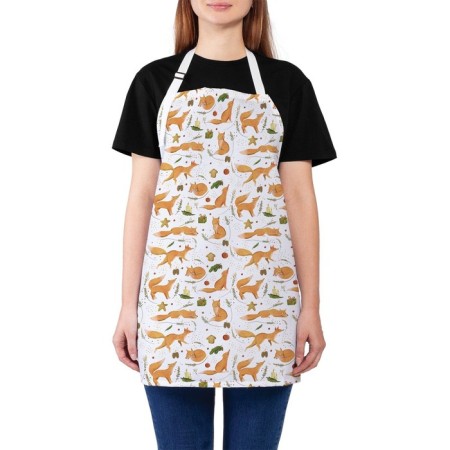 Apron kitchen with a photo print "Red Fox", adjustable, size OS