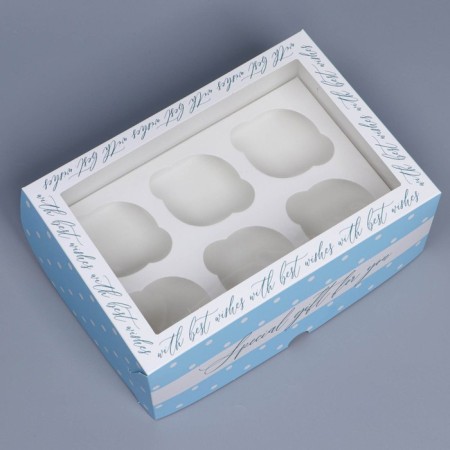 Capcake box, confectionery packaging with a window, 6 cells "Special Gift for You", 25 x 17 x 10 cm-1