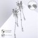 Hanging earrings with rhinestones "Firebird" drops and beads on a chain, white color in silver, 11 cm