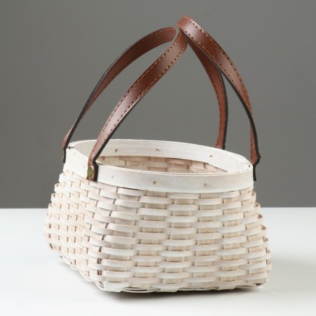 Wicker basket, 21 x 16 x 10/22 cm, white, sequoia-1