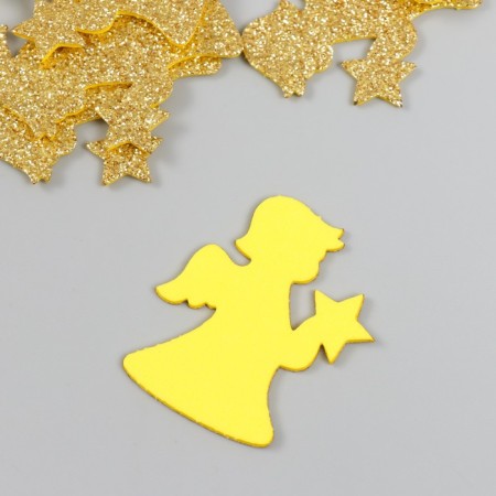 Decor "Angel" gold 5 cm set 10 pcs foam glitter-1