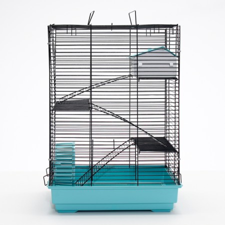 The cage for rodents "Pigzon" No. 5, with 3 floors, equipped, 41 x 30 x 58 cm, turquoise-1