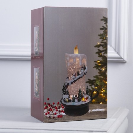LED candle with Santa Claus, 14 × 23 × 12 cm, plastic, AAX3 batteries (not complete), USB, glow warm white-5