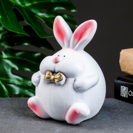 Piggy bank "Hare Puff" White, 15cm-3