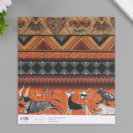 Scrapbooking paper bilateral "Africa" ​​density 180 grams set 10 pcs 15.5x17 cm-3
