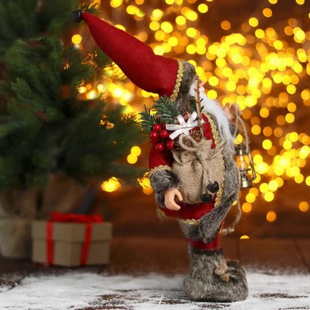 Santa Claus "in a red sheepskin coat with a flashlight" 30 cm-3