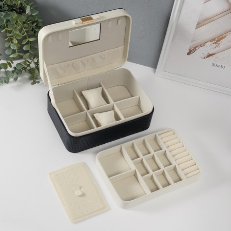 Casket to the leatherette for jewelry "Bow" White-Cherry 17x23.5x10 cm-4