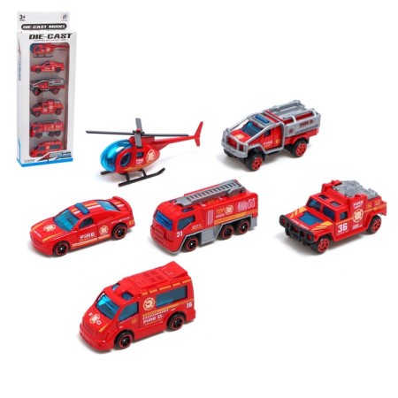 Set of metal machines "Fire Service", 6 pcs.