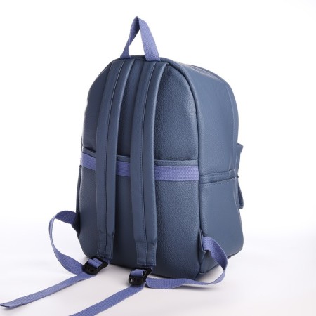 Youth backpack of artificial leather with lightning, 4 pockets, blue color-3