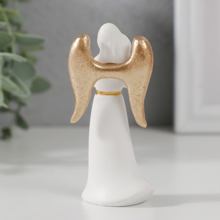 Souvenir Polystone "Angel-Hood in prayer" White with gold 8.5x4.2x2.5 cm-2