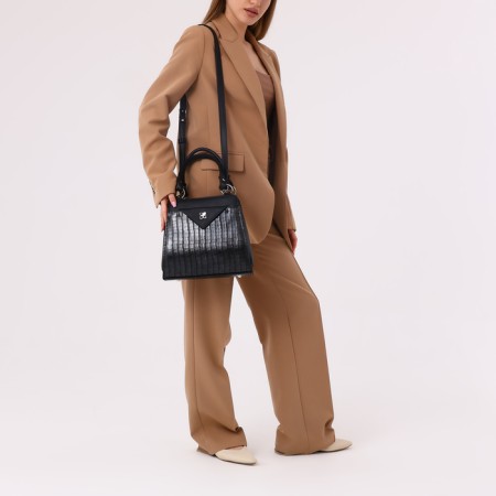 Bag-tout El Masta with a zipper, 2 outer pockets, a long belt, color graphite-8