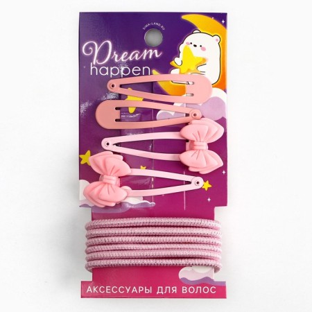 Заколки , резинки для волос Dream happen, розовые тона-1