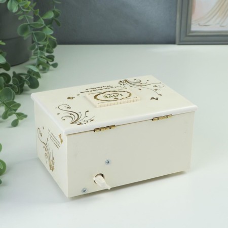 Musical mechanical musical "White chest of drawers with a golden pattern" 15.5x10.7x8.5 cm-3