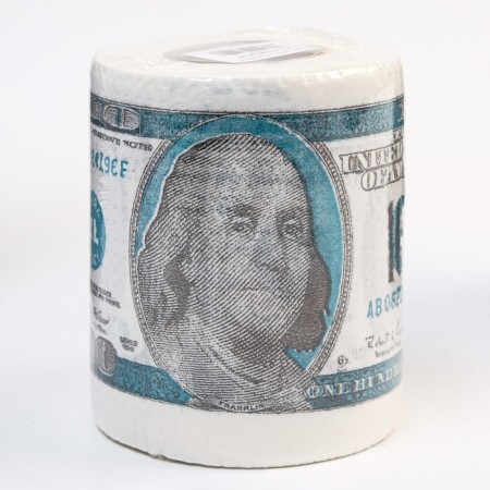 Souvenir toilet paper "100 dollars", 9.5x10x9.5 cm-4