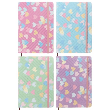 Notepad 80 sheets in a cage (14.5 x 21 cm) Mazari "Pastel Heart", on an elastic band, 70g/m2, 4 MIX colors