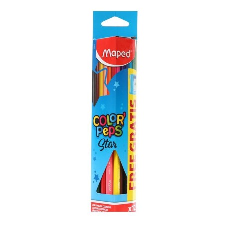 Three -sided pencils 12 colors, Maped Color Peps, with a grinder